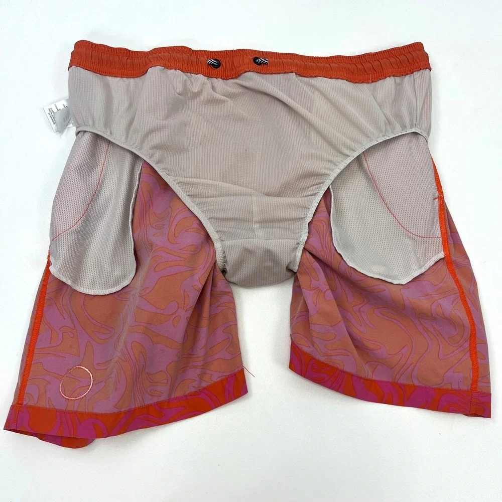 Psycho Bunny x Swims Swim‎ Shorts Pink Orange Mens XL Colorful Beach Pool *Flaw
